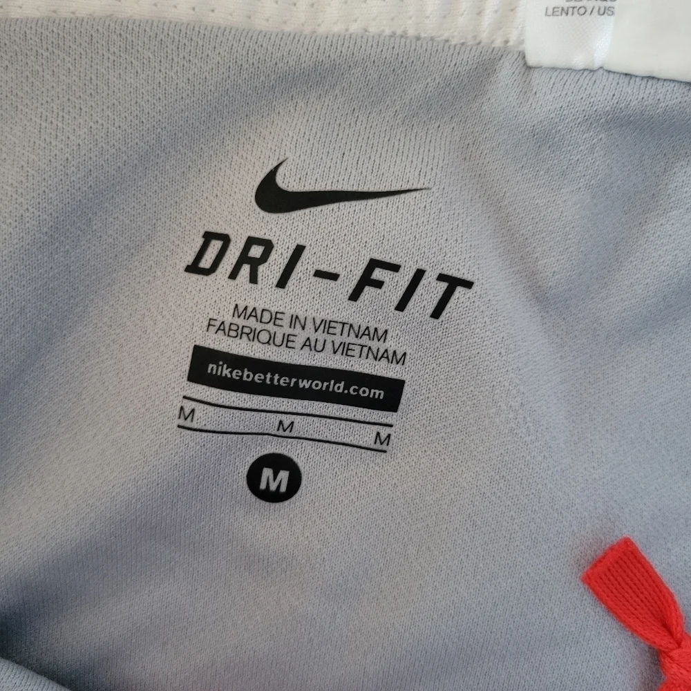 Nike Dri-Fit Women's Medium Gray Athletic Running Shorts Lined Red Trim Gym